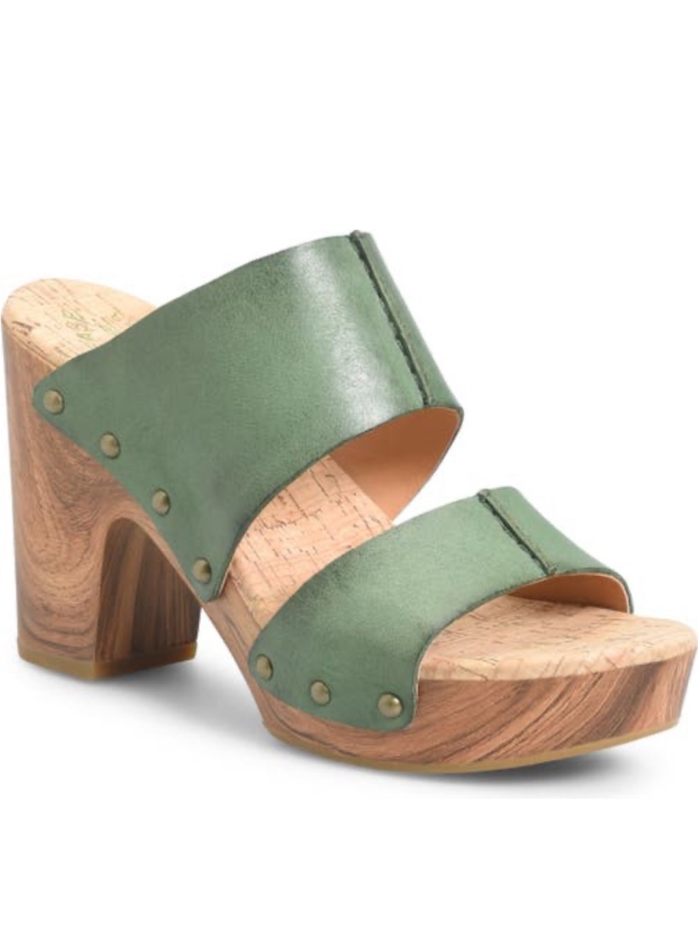 Kork-Ease Darra leather Platform  Heel sandal Green 7